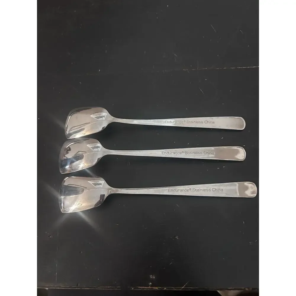 Set of 3 Endurance Stainless China 6” Bouillon Soup Spoons Stainless Steel
